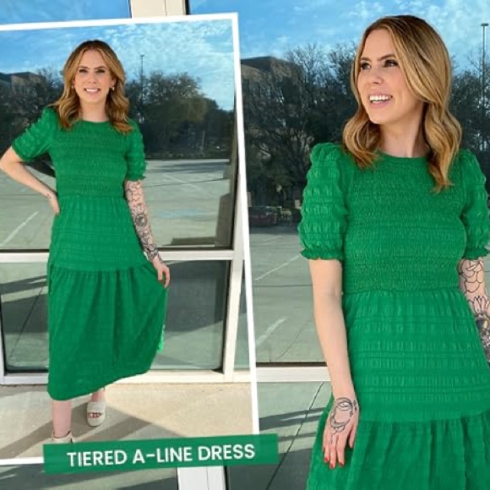 Green Tiered A-Line Dress
